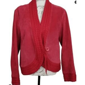 Coldwater Creek size 2X red suede leather jacket/coat PLUS SIZE